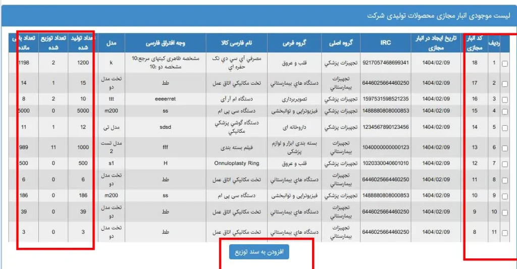 مراحل ثبت کالا در انبار مجازی تولیدکننده